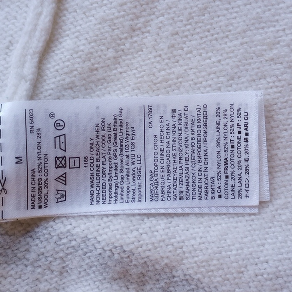 Gap Oversized Wool-Blend Hi-Lo Sweater M Ivory Gray *50off3* - Picture 4 of 6